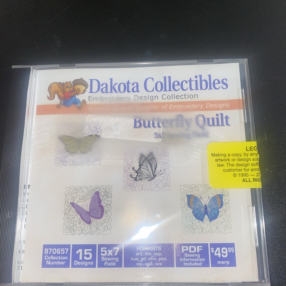 Dakota Collectibles Embroidery Designs 15 Design Butterfly‎ Quilt